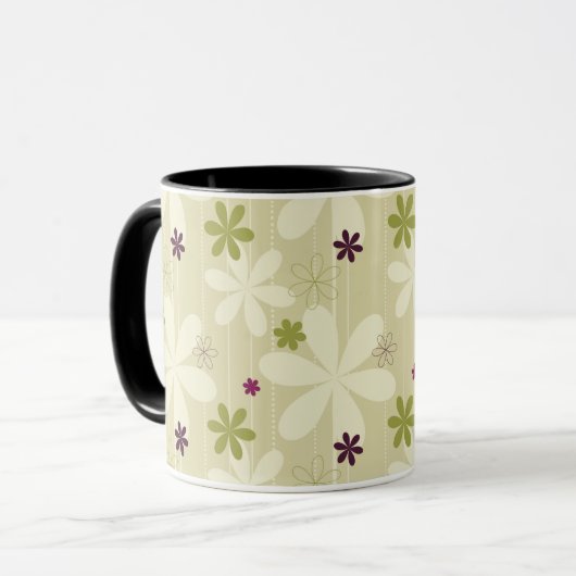 Retro Blumenhintergrund Tasse (Vorderseite Links)