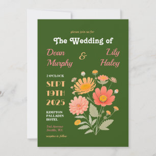 Retro-Blumenhochzeitseinladung Einladung
