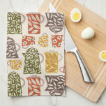 Retro-Blumenkochtöpfe und Tassen Geschirrtuch<br><div class="desc">Ein modernes Retro-Muster mit Blumenkästen und Silhouette der Tasse,  das Mitte des Jahrhunderts entstanden ist. Inspiriert durch Vintag skandinavisches Design. Die Farben sind Oliven,  Terrakotta,  Gold und Braun. Original,  handgezeichnet Kunst von Carey Copeland.</div>