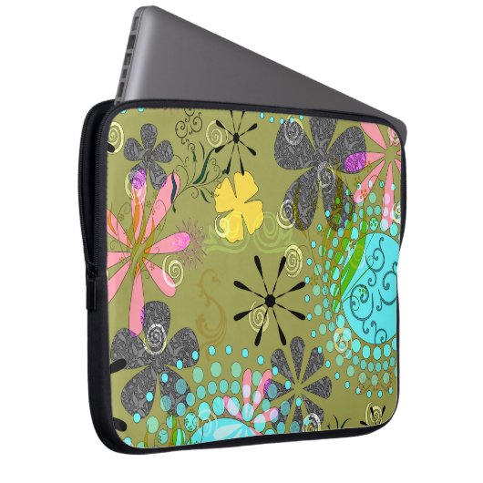Retro Blumenlaptop-Computer Hülse Laptopschutzhülle (Vorne Rechts)