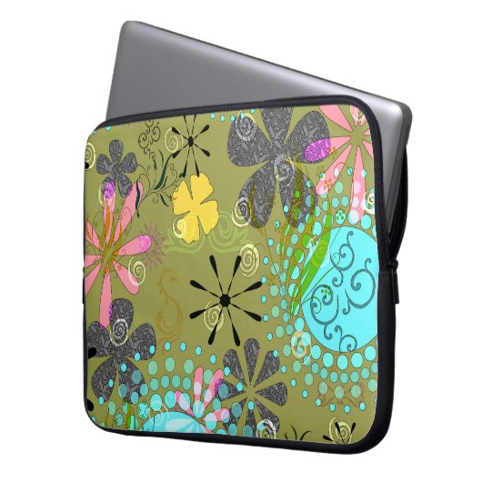 Retro Blumenlaptop-Computer Hülse Laptopschutzhülle (Vorderseite Links)