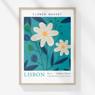 Retro-Blumenmarkt Lissabon Abstrakte Blumen Poster