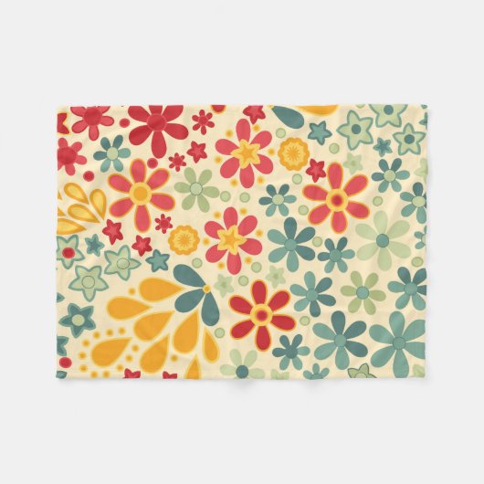 Retro. Blumenmotive Fleecedecke (Vorderseite (Horizontal))