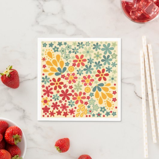 Retro. Blumenmotive Serviette (Beispiel)