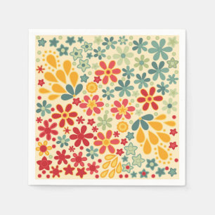 Retro. Blumenmotive Serviette