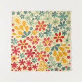 Retro. Blumenmotive Wandteppich (Vorderseite)