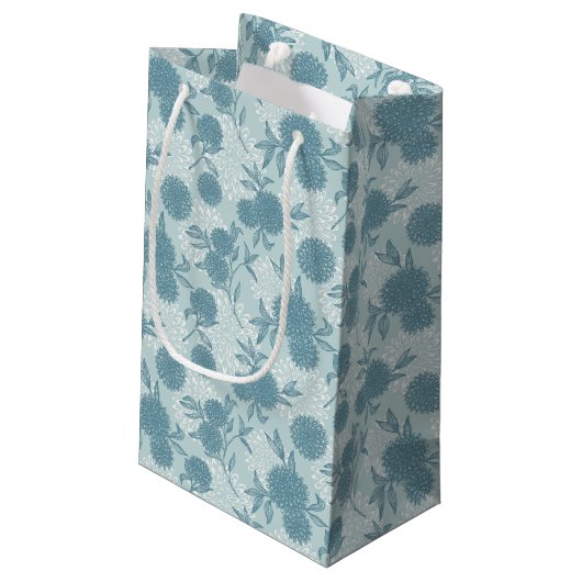Retro Blumenmuster 2 2 Kleine Geschenktüte (Rückseite Schrägansicht)