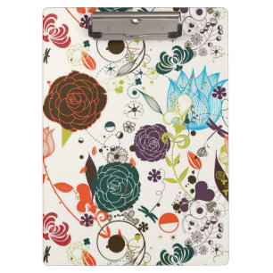 Retro Blumenmuster 2 2 Klemmbrett