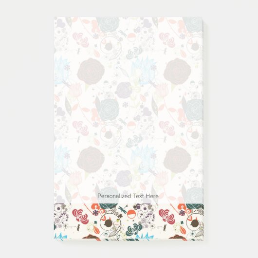 Retro Blumenmuster 2 2 Post-it Klebezettel (Vorderseite)