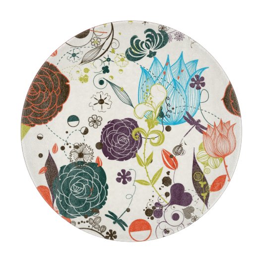 Retro Blumenmuster 2 2 Schneidebrett (Vorderseite)