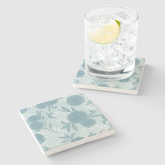 Retro Blumenmuster 2 2 Steinuntersetzer (Seitenansicht)