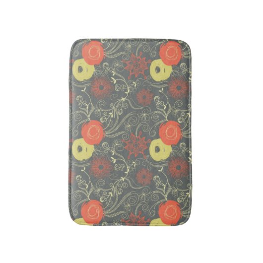 Retro Blumenmuster 2 Badematte (Vorderseite Vertikal)