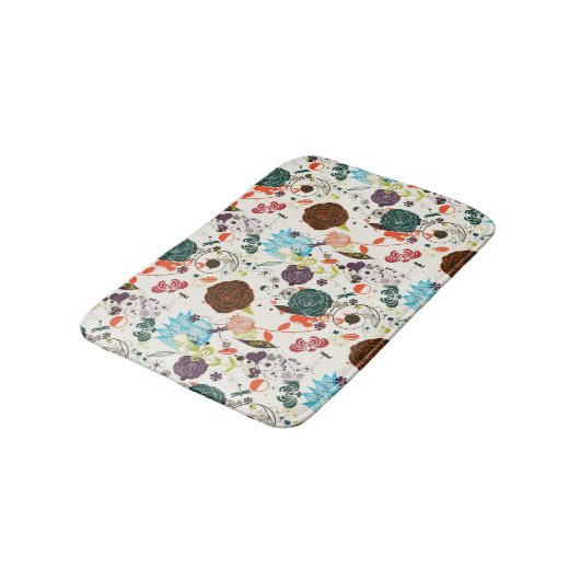 Retro Blumenmuster 2 Badematte (Schrägansicht)