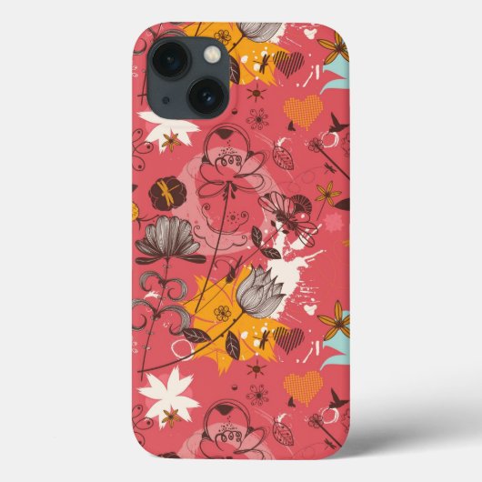 Retro-Blumenmuster 2 Case-Mate iPhone Hülle (Rückseite)