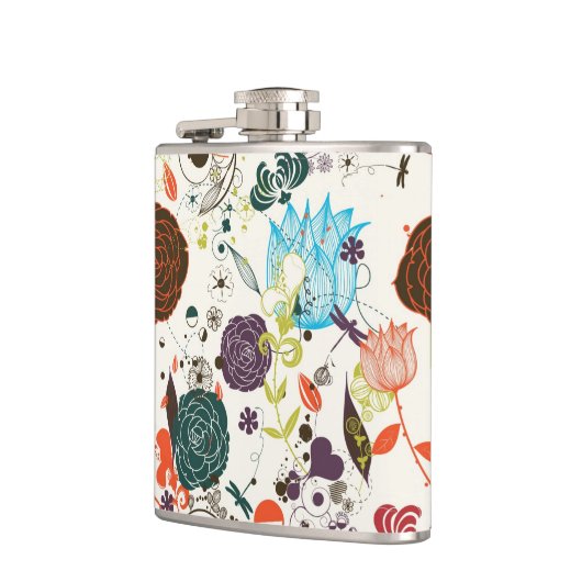 Retro Blumenmuster 2 Flachmann (Links)