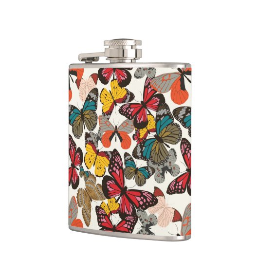 Retro Blumenmuster 2 Flachmann (Links)