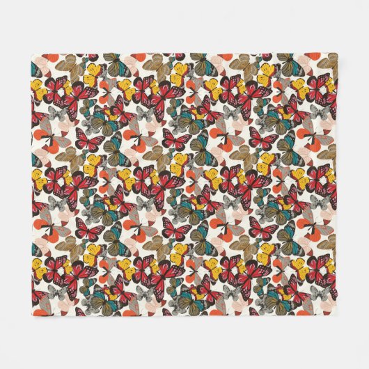 Retro Blumenmuster 2 Fleecedecke (Vorderseite (Horizontal))