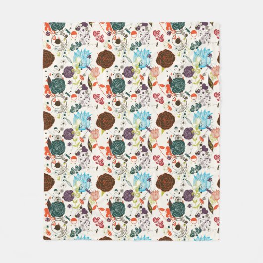 Retro Blumenmuster 2 Fleecedecke (Vorderseite)
