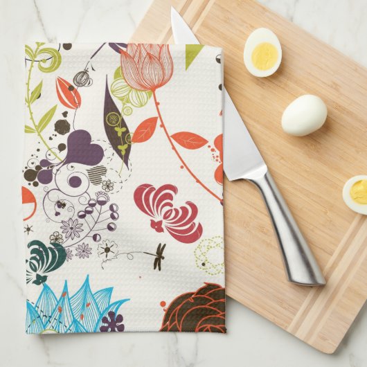 Retro Blumenmuster 2 Handtuch (Viertel Falte)