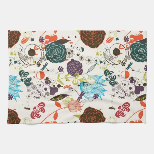 Retro Blumenmuster 2 Handtuch (Horizontal)