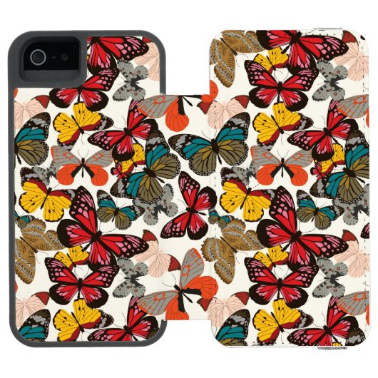 Retro Blumenmuster 2 Incipio iPhone Geldbeutel-Hülle (Folio Geöffnet)