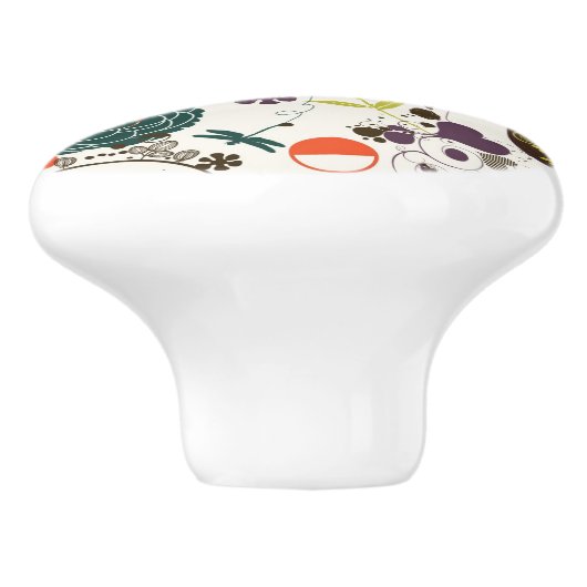 Retro Blumenmuster 2 Keramikknauf (Seitenansicht)