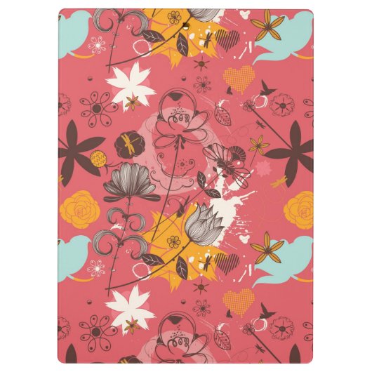 Retro Blumenmuster 2 Klemmbrett (Rückseite)