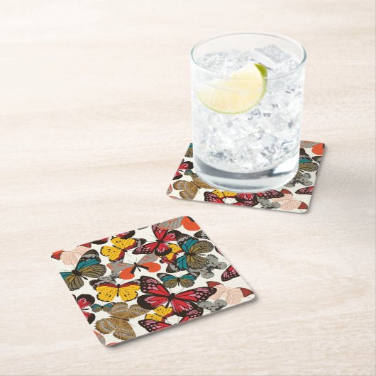 Retro Blumenmuster 2 Rechteckiger Pappuntersetzer (Vor Ort)