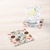 Retro Blumenmuster 2 Rechteckiger Pappuntersetzer (Vor Ort)