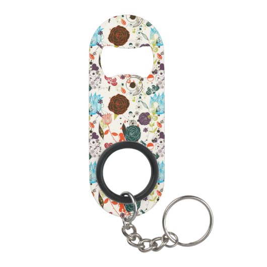 Retro Blumenmuster 2 Schlüsselbund Flaschenöffner (Rückseite)