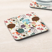 Retro Blumenmuster 2 Untersetzer (Linke Seite)