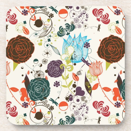 Retro Blumenmuster 2 Untersetzer (Vorderseite)