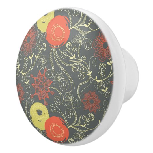 Retro Blumenmuster 3 Keramikknauf (Rechts)