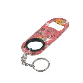 Retro Blumenmuster 3 Mini Flaschenöffner (Rückseite Schrägansicht)