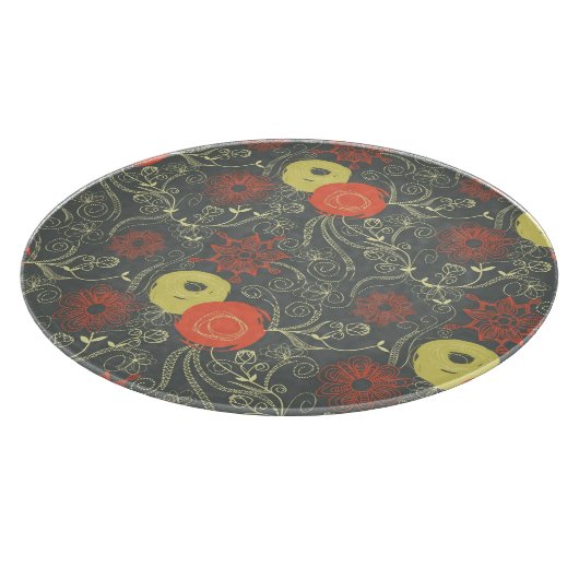 Retro Blumenmuster 3 Schneidebrett (Ecke)