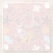 Retro Blumenmuster 4 Glasuntersetzer (Rückseite)