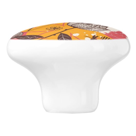 Retro Blumenmuster 4 Keramikknauf (Seitenansicht)