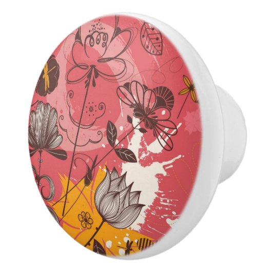 Retro Blumenmuster 4 Keramikknauf (Rechts)