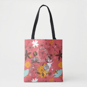 Retro Blumenmuster 4 Tasche