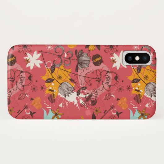 Retro Blumenmuster 6 Case-Mate iPhone Hülle (Rückseite (Horizontal))