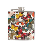 Retro Blumenmuster 6 Flachmann (Vorderseite)