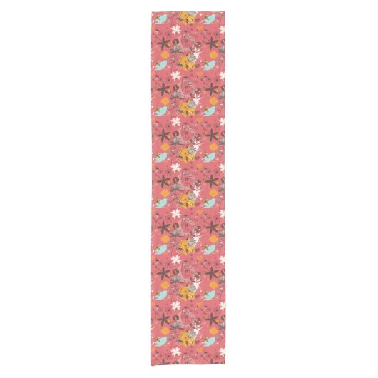 Retro Blumenmuster 6 Kurzer Tischläufer (Vorderseite)