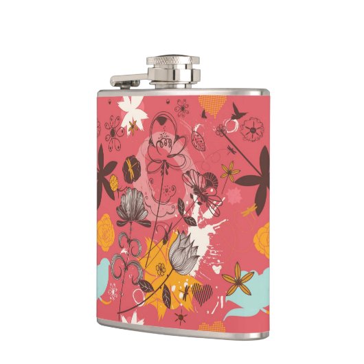 Retro Blumenmuster 7 Flachmann (Links)