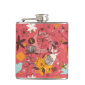 Retro Blumenmuster 7 Flachmann (Vorderseite)