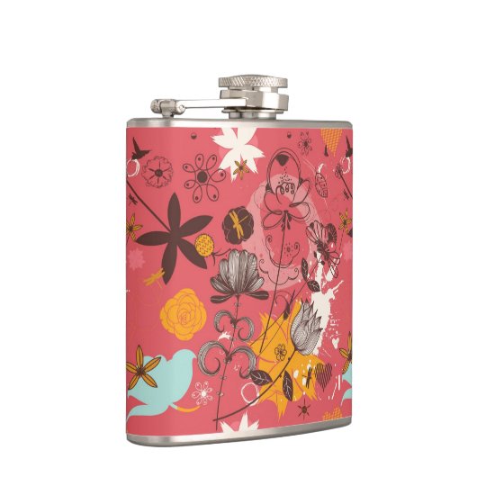 Retro Blumenmuster 7 Flachmann (Rechts)