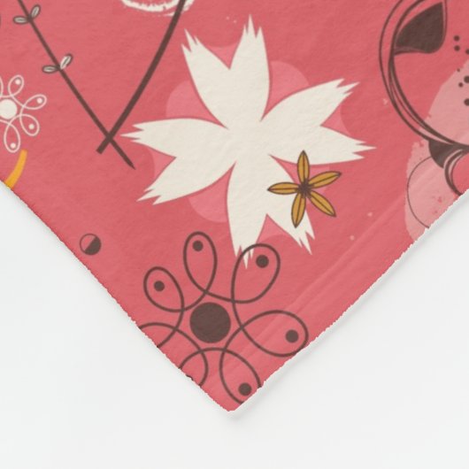 Retro Blumenmuster 7 Fleecedecke (Ecke)