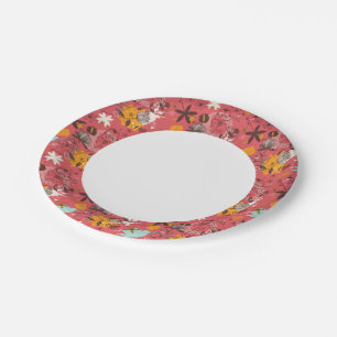 Retro-Blumenmuster 7 Pappteller