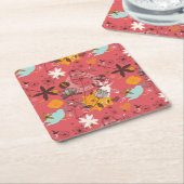 Retro Blumenmuster 7 Rechteckiger Pappuntersetzer (angewinkelt)