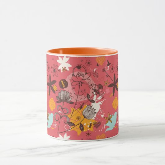 Retro Blumenmuster 7 Tasse (Zentrum)
