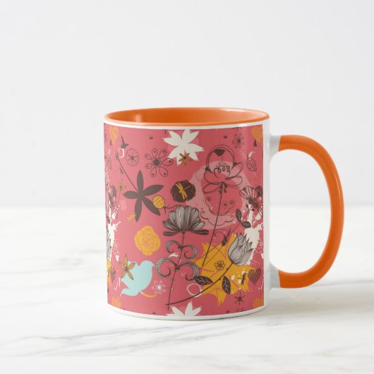 Retro Blumenmuster 7 Tasse (Rechts)